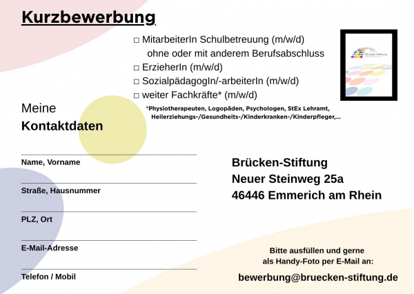 Postkarte - Jobs | Brücken-Stiftung - Katholisches Waisenhaus Emmerich